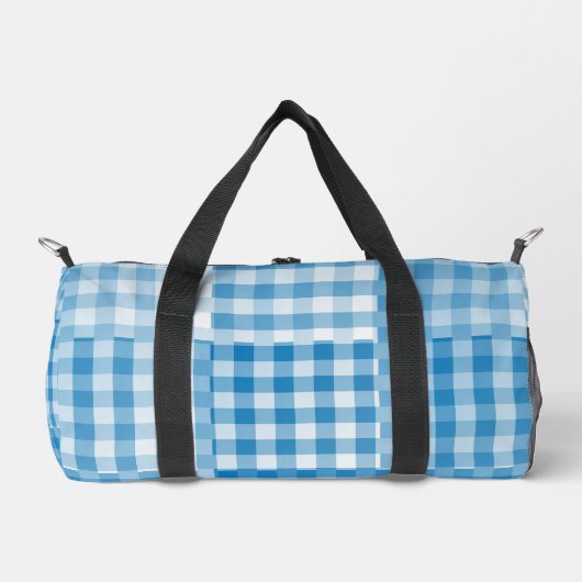 Blue Checker Patchwork Pattern Small Duffle Bag (Vorderseite)