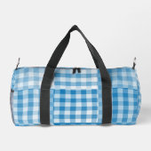 Blue Checker Patchwork Pattern Small Duffle Bag (Rückseite)