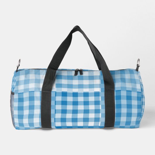 Blue Checker Patchwork Pattern Small Duffle Bag (Rückseite)