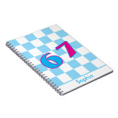 Blue Checker Personalized Name 67 Number Design Notizblock (Rechte Seite)