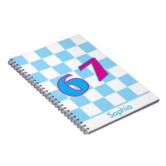 Blue Checker Personalized Name 67 Number Design Notizblock (Rechte Seite)