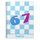 Blue Checker Personalized Name 67 Number Design Notizblock (Vorderseite)