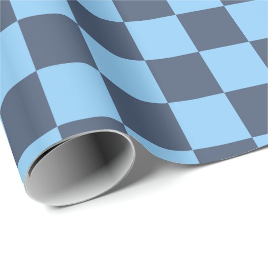 Blue Checkerboard Geschenkpapier (Rolleneckpunkt)