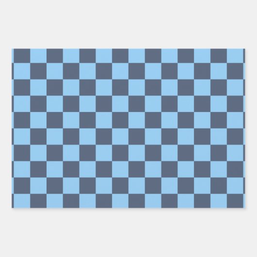 Blue Checkerboard Geschenkpapier Set (Vorderseite)