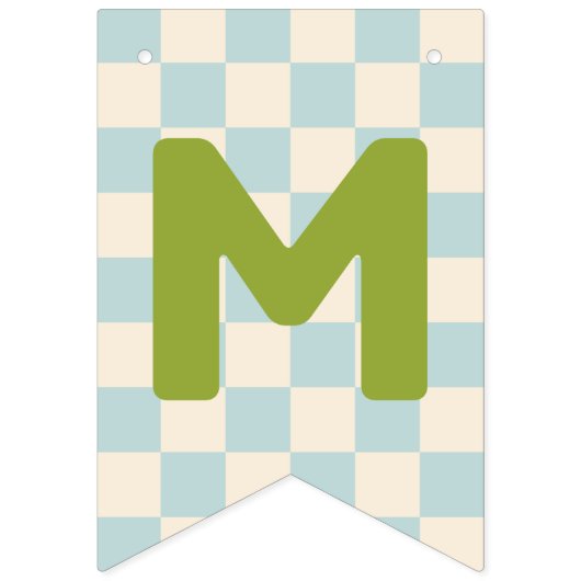 Blue Checkerboard Merry & Bright Bunting Banner (Dritte Fahne)