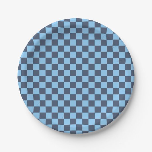 Blue Checkerboard Pappteller (Vorderseite)