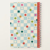 Blue Checkerboard Pattern Stars Flowers Notebook Notizblock (Rückseite)