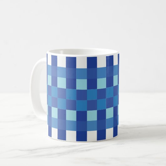 Blue Checkerboard Squares Kaffeetasse (Vorderseite Links)