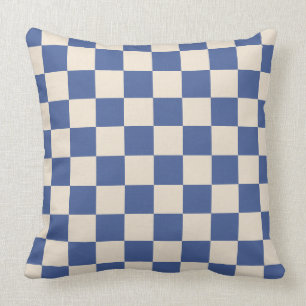Blue Checkerboard und Kariertes Throw Kissen