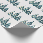Blue Checkered Christmas Trees Geschenkpapier (Ecke)