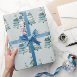 Blue Checkered Christmas Trees Geschenkpapier<br><div class="desc">Blau-weiß karierte Weihnachtsbäume. Stoff aussehen. Schön und einfach gestaltet.</div>