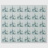 Blue Checkered Christmas Trees Geschenkpapier (Flach)