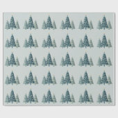 Blue Checkered Christmas Trees Geschenkpapier (Flach)