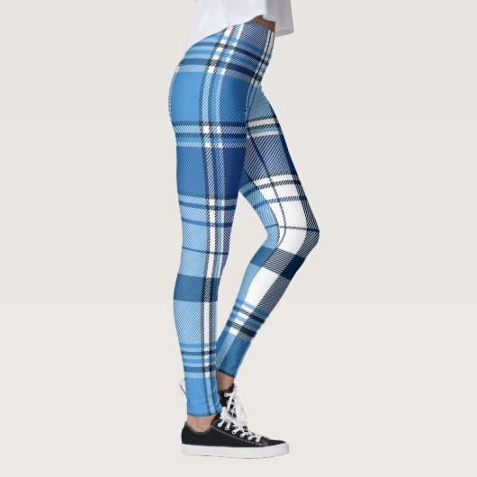 Blue Checkered Classic Scottish Kariert Pattern. Leggings (Rechts)