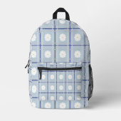 Blue Checkered Daisy pattern Bedruckter Rucksack (Vorderseite)