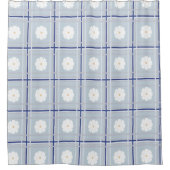 Blue Checkered Daisy pattern Duschvorhang (Vorderseite)