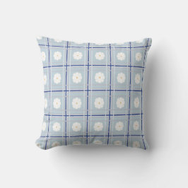 Blue Checkered Daisy pattern Kissen