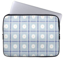 Blue Checkered Daisy pattern Laptopschutzhülle