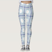 Blue Checkered Daisy pattern Leggings (Vorderseite)