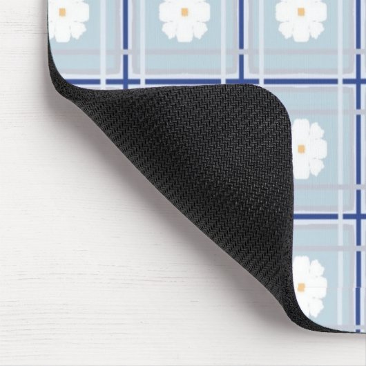 Blue Checkered Daisy pattern Mousepad (Ecke)