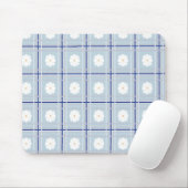 Blue Checkered Daisy pattern Mousepad (Mit Mouse)