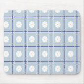 Blue Checkered Daisy pattern Mousepad (Vorne)