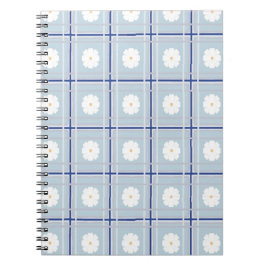 Blue Checkered Daisy pattern Notizblock