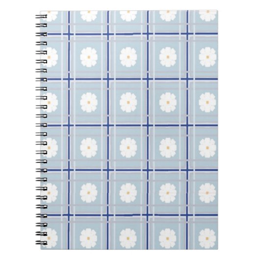 Blue Checkered Daisy pattern Notizblock (Vorderseite)
