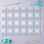 Blue Checkered Daisy pattern Seidenpapier (Basteln)