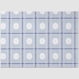 Blue Checkered Daisy pattern Seidenpapier