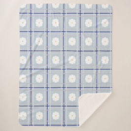 Blue Checkered Daisy pattern Sherpadecke