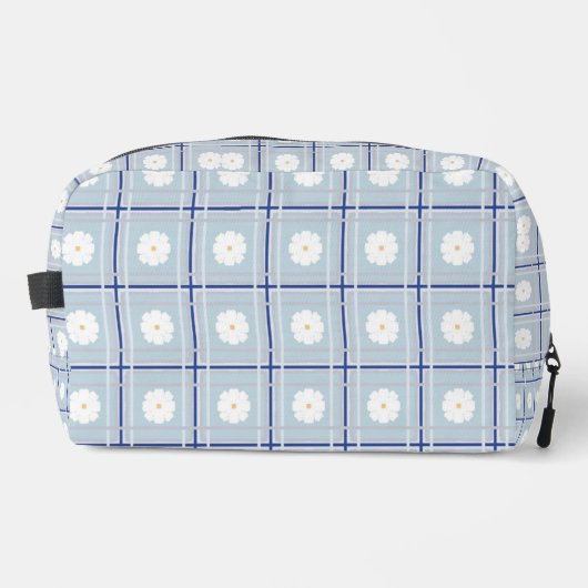 Blue Checkered Daisy pattern Waschbeutel (Vorderseite)