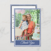 Blue Checkered Gingham Birthday Danke Foto (Vorne/Hinten)