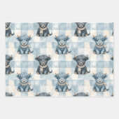 Blue Checkered Highland Cow Cute Geschenkpapier Set (Vorderseite)