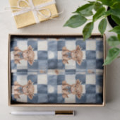 Blue Checkered Highland Cow Cute Gift Wrap Seidenpapier (Geschenk)