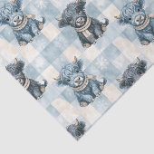 Blue Checkered Highland Cow Cute Seidenpapier (Ausschnitt)