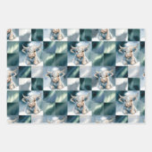 Blue Checkered Highland Cow Snow Winter Geschenkpapier Set (Vorderseite 3)