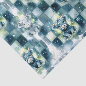 Blue Checkered Highland Cow Snow Winter Seidenpapier (Ausschnitt)