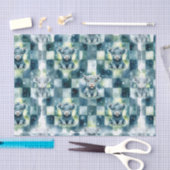 Blue Checkered Highland Cow Snow Winter Seidenpapier (Handwerk)