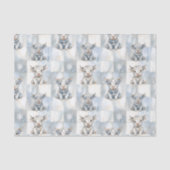 Blue Checkered Highland Cow Snowflake Cool Winter Seidenpapier (Vorderseite)