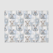 Blue Checkered Highland Cow Snowflake Cool Winter
