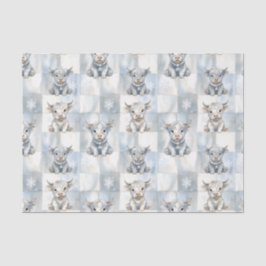 Blue Checkered Highland Cow Snowflake Cool Winter Seidenpapier
