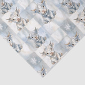 Blue Checkered Highland Cow Snowflake Cool Winter Seidenpapier (Ausschnitt)