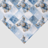 Blue Checkered Highland Cow Snowflake Winter Seidenpapier (Ausschnitt)