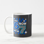 Blue Checkered I Was 6 Now I'm 7 Birthday  Kaffeetasse (Links)