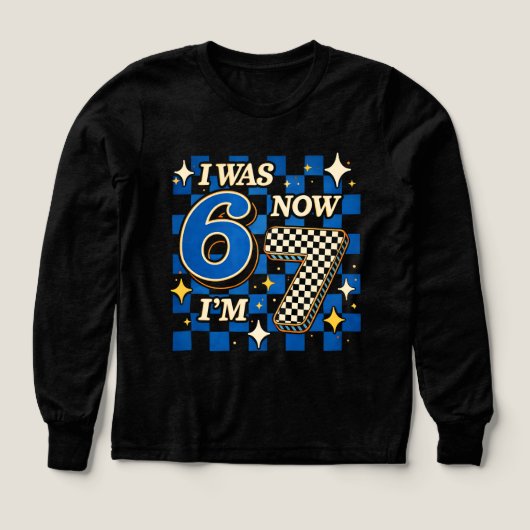Blue Checkered I was 6 Now I'm 7 Funny 67 (Design Vorderseite)