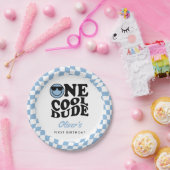 Blue Checkered Lächeln Ein Cooler Typ 1. Geburtsta Pappteller (Party)