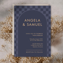 Blue Checkered Modern Wedding