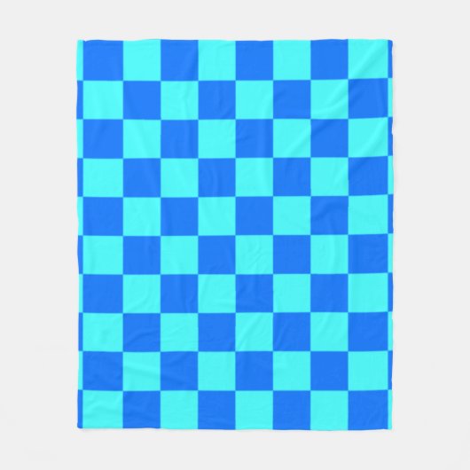 Blue Checkered Square Pattern Fleecedecke (Vorderseite)