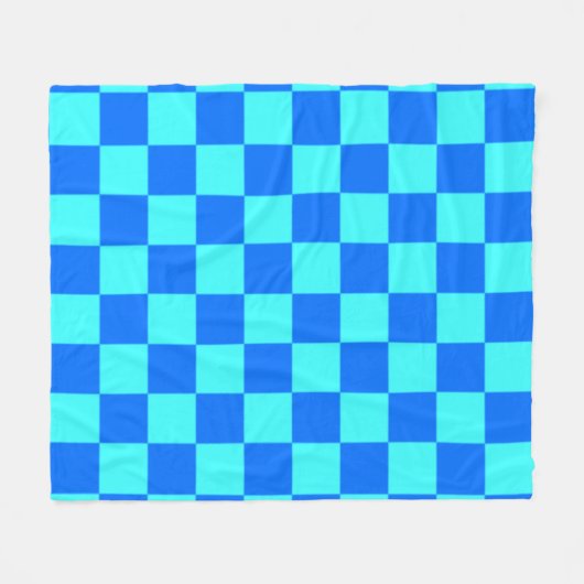 Blue Checkered Square Pattern  Fleecedecke (Vorderseite (Horizontal))